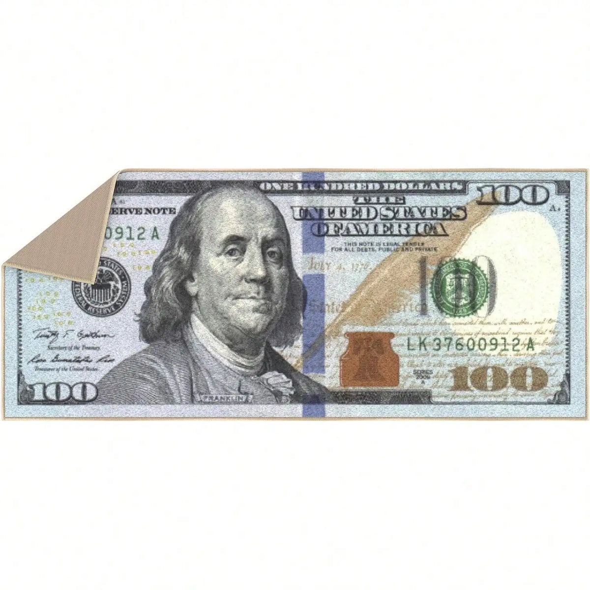 100 Dollar Bill Runner Rug, 20 x 47 Inch Geometric Jacquard Polyester Hallway Mat with EVA Backing for Home - product view 1