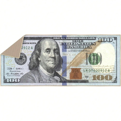 100 Dollar Bill Runner Rug, 20 x 47 Inch Geometric Jacquard Polyester Hallway Mat with EVA Backing for Home - product view 1
