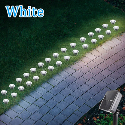 Solar LED Pathway Lights, 15 or 30 LEDs, 8 Modes, Light Sensor, IP65 Waterproof PVC Garden Lamps in White or Warm White - product view 2