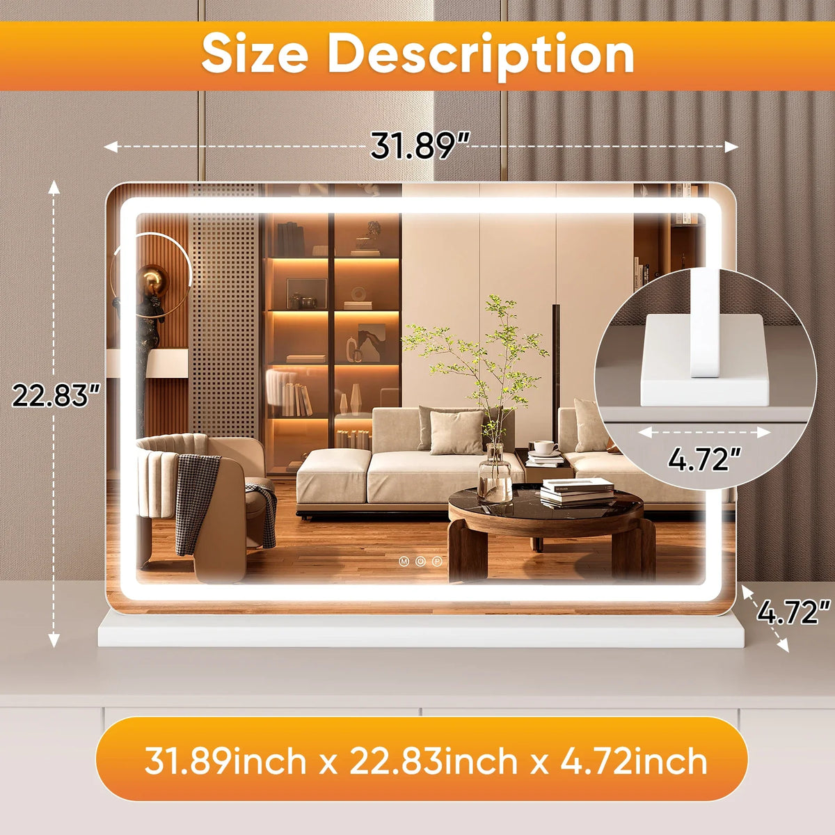 LED Vanity Mirror with Lights, Dimmable 3-Color Temperature Modes, Memory Function and USB Charging Port, 17–32 in - product view 2