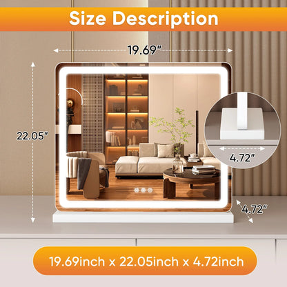 LED Vanity Mirror with Lights, Dimmable 3-Color Temperature Modes, Memory Function and USB Charging Port, 17–32 in - product view 3