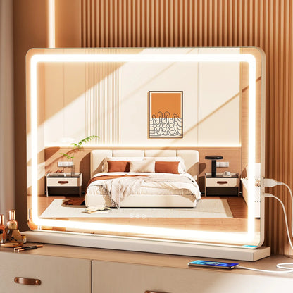 LED Vanity Mirror with Lights, Dimmable 3-Color Temperature Modes, Memory Function and USB Charging Port, 17–32 in - product view 4