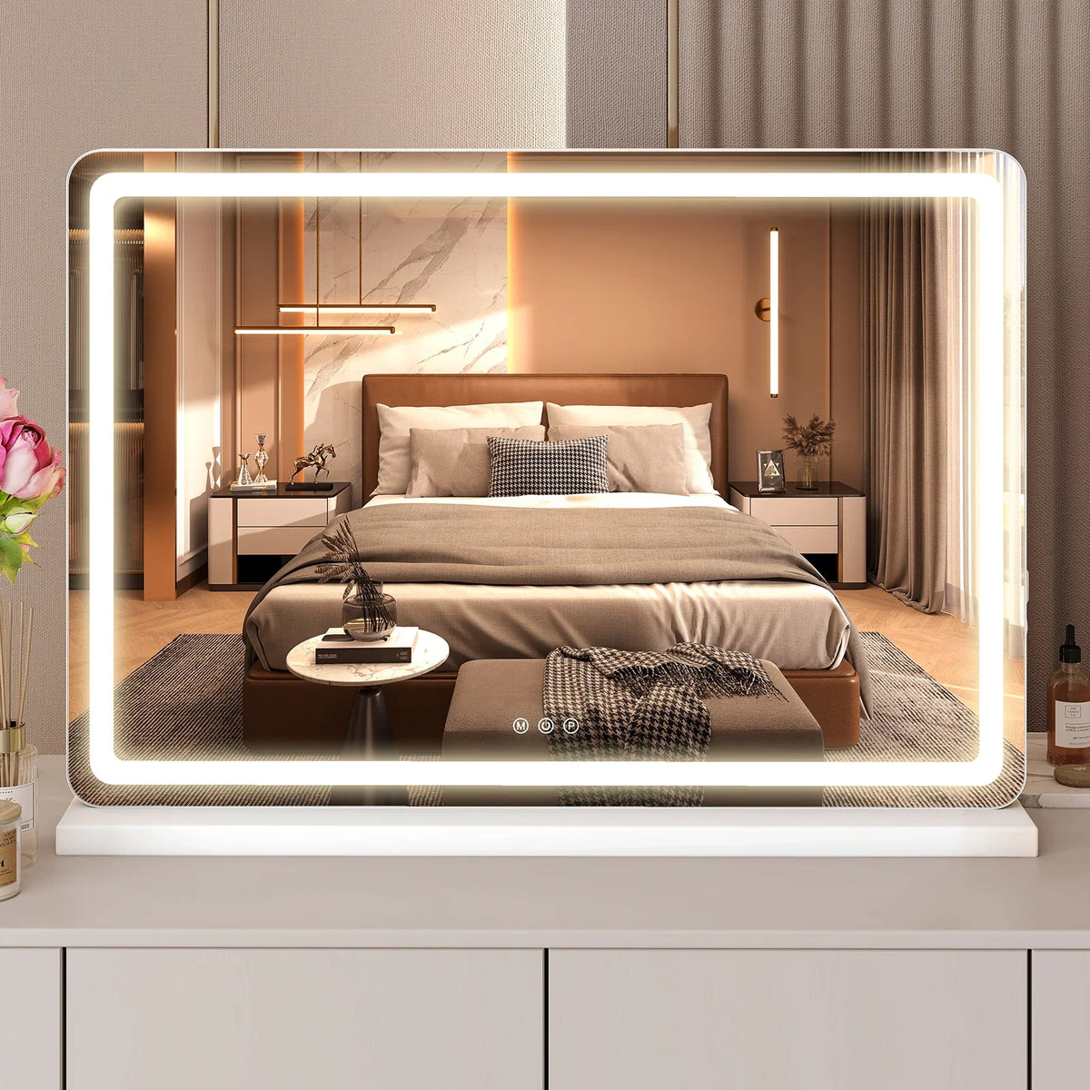 LED Vanity Mirror with Lights, Dimmable 3-Color Temperature Modes, Memory Function and USB Charging Port, 17–32 in - product view 5