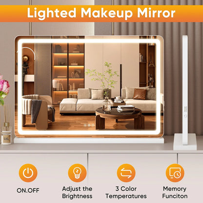 LED Vanity Mirror with Lights, Dimmable 3-Color Temperature Modes, Memory Function and USB Charging Port, 17–32 in - product view 6