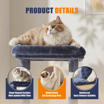 63-Inch Cat Scratching Post Tree, Multi-Level Climbing Tower with Sisal Posts, Condos, Ramp and Dangling Bell Toys - product view 4
