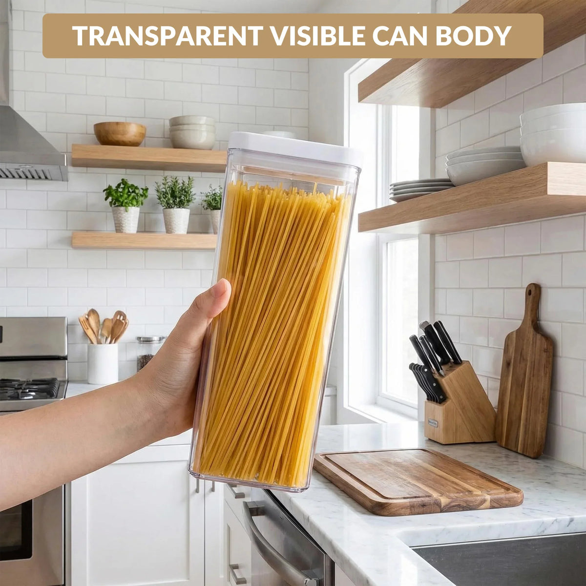 Airtight Food Storage Container Set, Flip-Lid Clear Pantry Organizer with 1900ml, 1100ml and 700ml Containers - product view 2