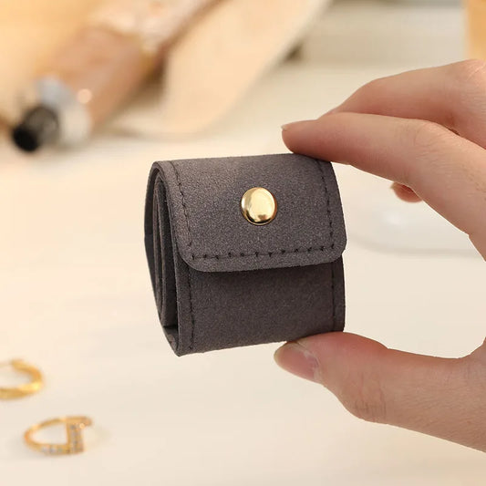 Leather Jewelry Box Pouch, Mini Folding Travel Organizer for Earrings and Necklaces, Portable Storage Bag in 4 Colors - product view 1