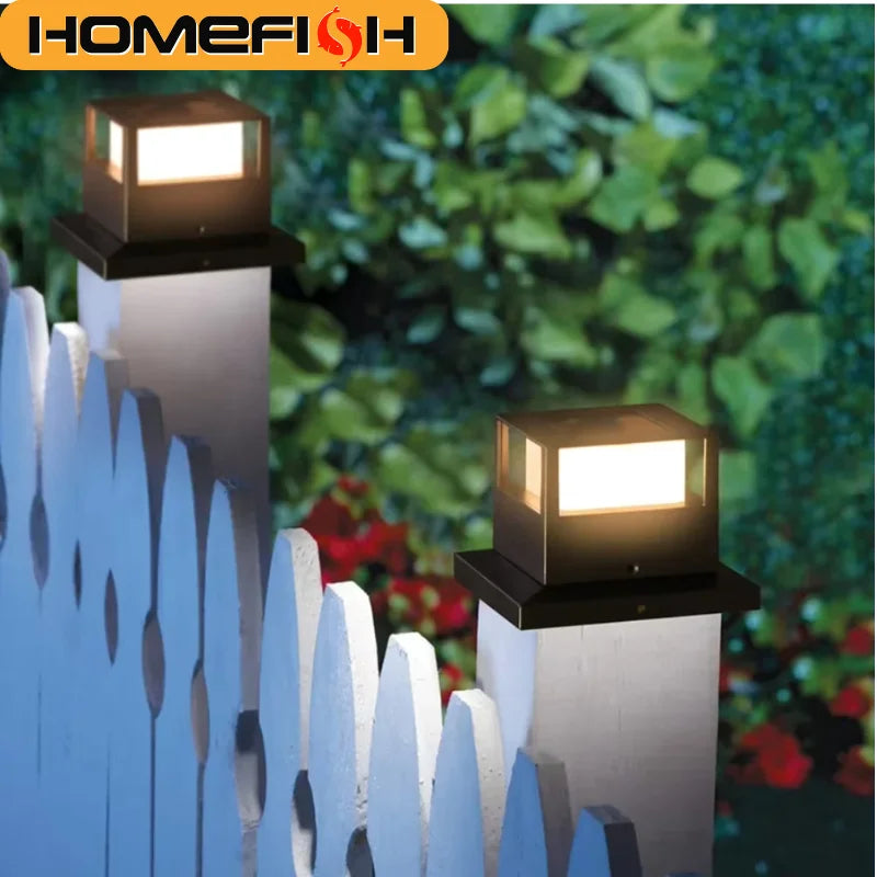 Solar Fence Light, Waterproof LED Post Cap with 8 LEDs, White or Warm Light, 4–6 Inch Columns for Garden Fences - product view 3