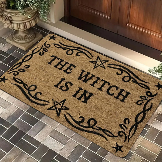 The Witch Is In Halloween Door Mat, Waterproof Anti-Slip Silicone Floor Rug in 4 Sizes for Entrances and Indoor Spaces - product view 1