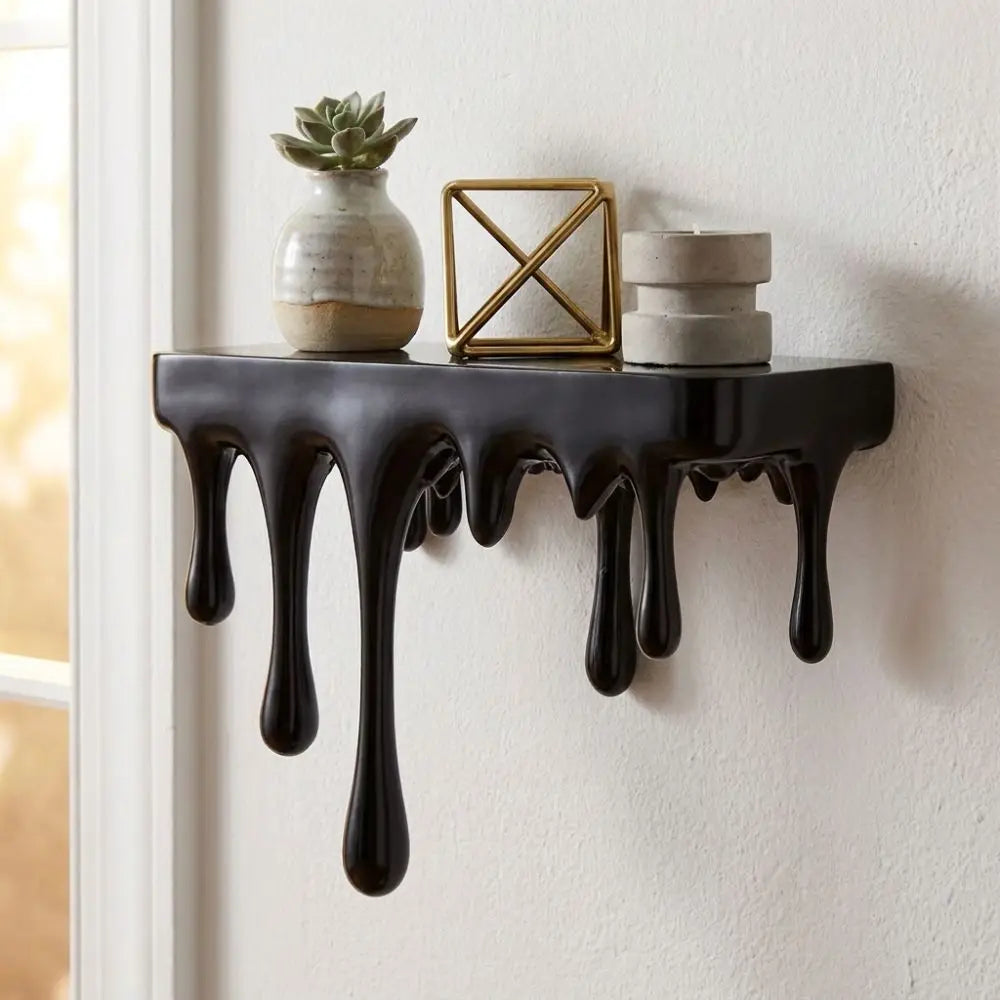 3D Drip Floating Shelf, Irregular Wall-Mounted Plastic Display Stand, 18 × 7.9 × 9.2 cm for Living Rooms - product view 5