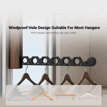 Wall-Mounted Wooden Drying Rack, Reusable Multi-Use Clothing Organizer with Space-Saving Design, Black or White - product view 5
