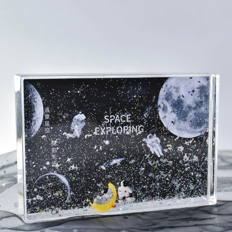 Floating Photo Frame, Acrylic Snow Globe Picture Holder with Glitter, 10.2 x 15.2 cm Insert for Desktop Display - product view 1