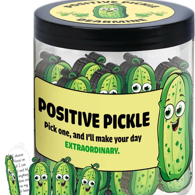 Positive Pickle Cards Jar, 60-Card Modern Resin Gift Set for Stocking Stuffers, Birthdays, Parties and Holiday Surprises - product view 1