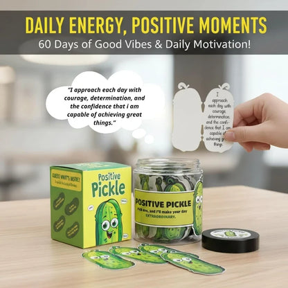 Positive Pickle Cards Jar, 60-Card Modern Resin Gift Set for Stocking Stuffers, Birthdays, Parties and Holiday Surprises - product view 4