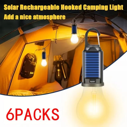 Solar Camping Lantern, Rechargeable LED Light with Hanging Hook, 3 Brightness Modes, Type-C Charging for Outdoor Use - product view 3