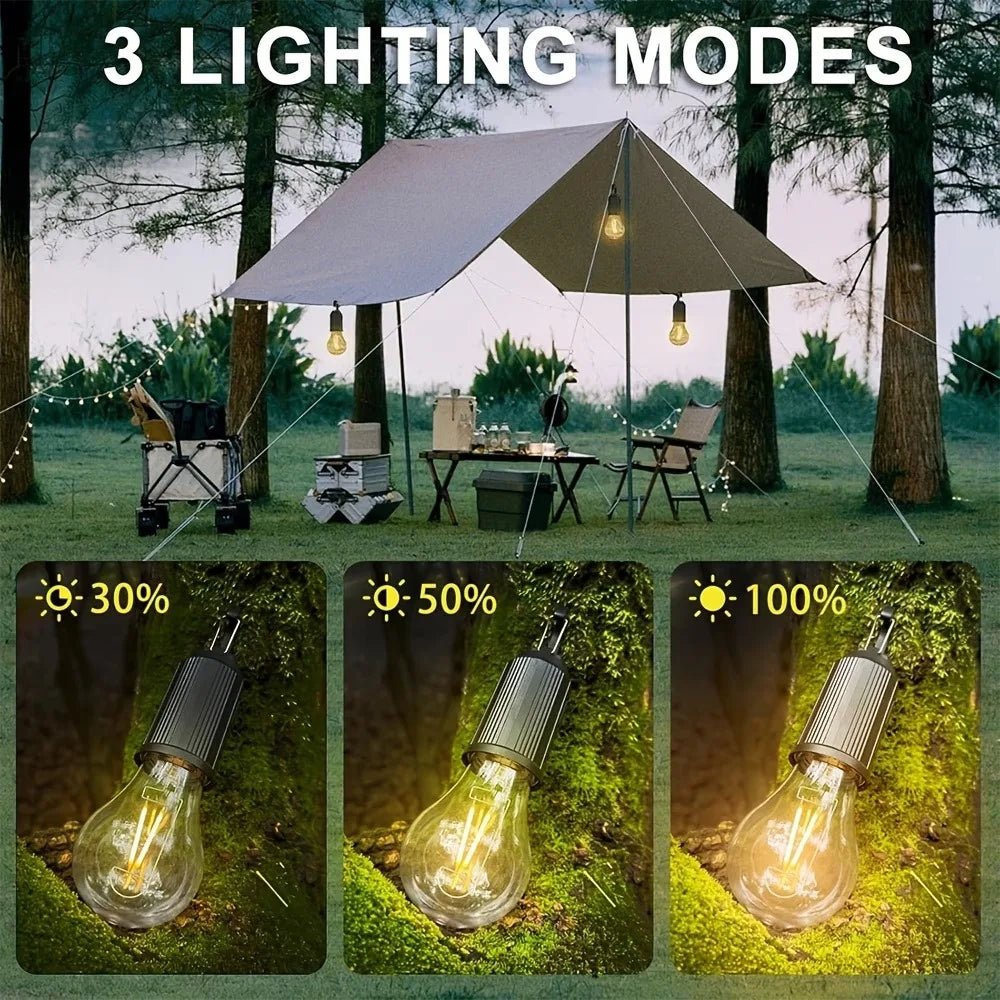 Solar Camping Lantern, Rechargeable LED Light with Hanging Hook, 3 Brightness Modes, Type-C Charging for Outdoor Use - product view 6