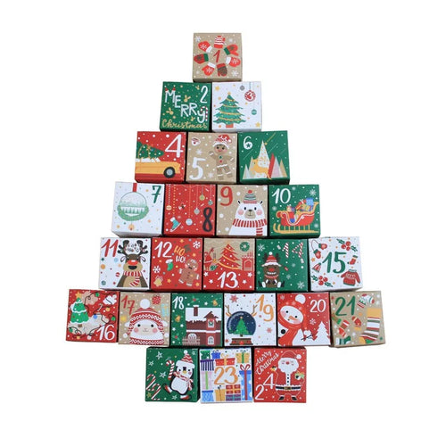 Christmas Advent Calendar Boxes, 24 Paper Countdown Gift Containers, 7 cm Cubes for Holiday Decor - product view 1