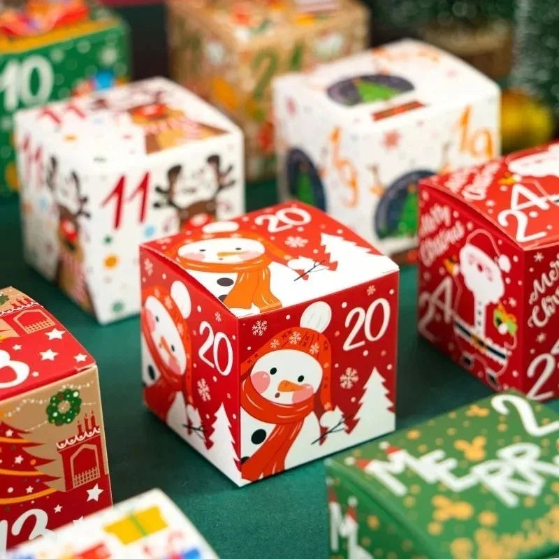 Christmas Advent Calendar Boxes, 24 Paper Countdown Gift Containers, 7 cm Cubes for Holiday Decor - product view 3