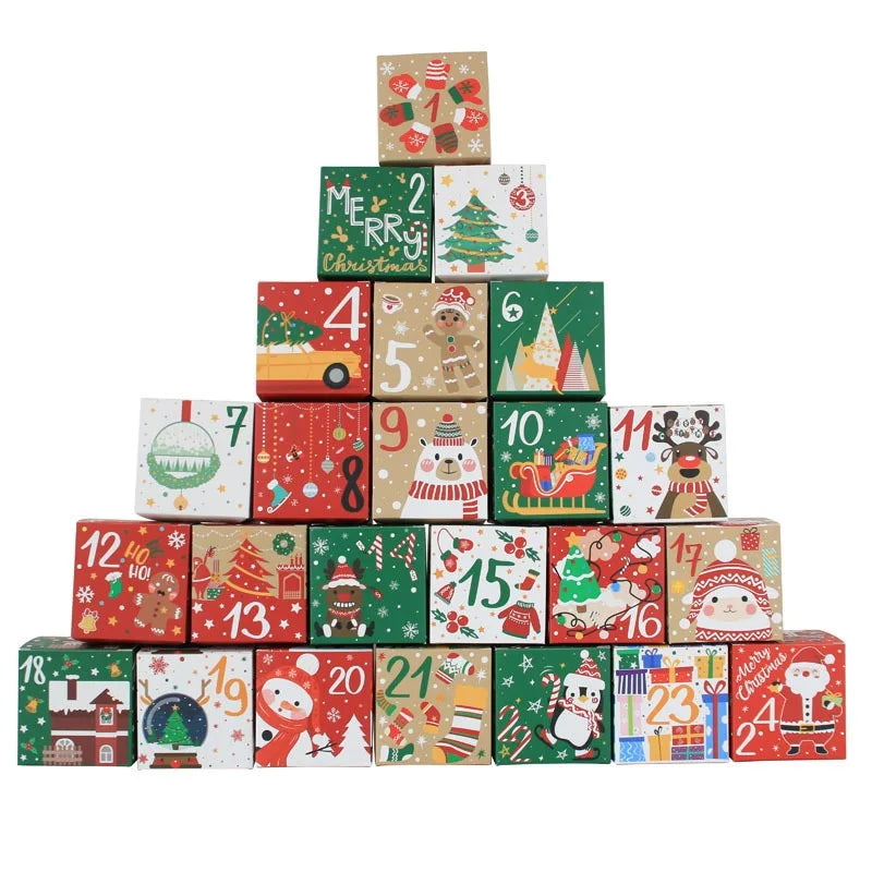 Christmas Advent Calendar Boxes, 24 Paper Countdown Gift Containers, 7 cm Cubes for Holiday Decor - product view 4