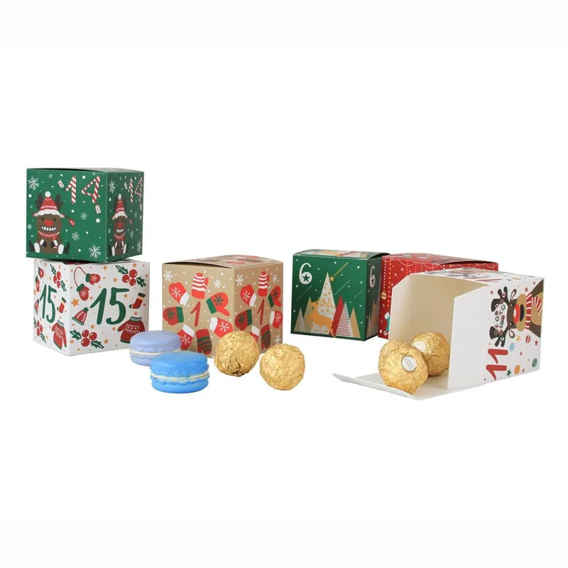 Christmas Advent Calendar Boxes, 24 Paper Countdown Gift Containers, 7 cm Cubes for Holiday Decor - product view 6