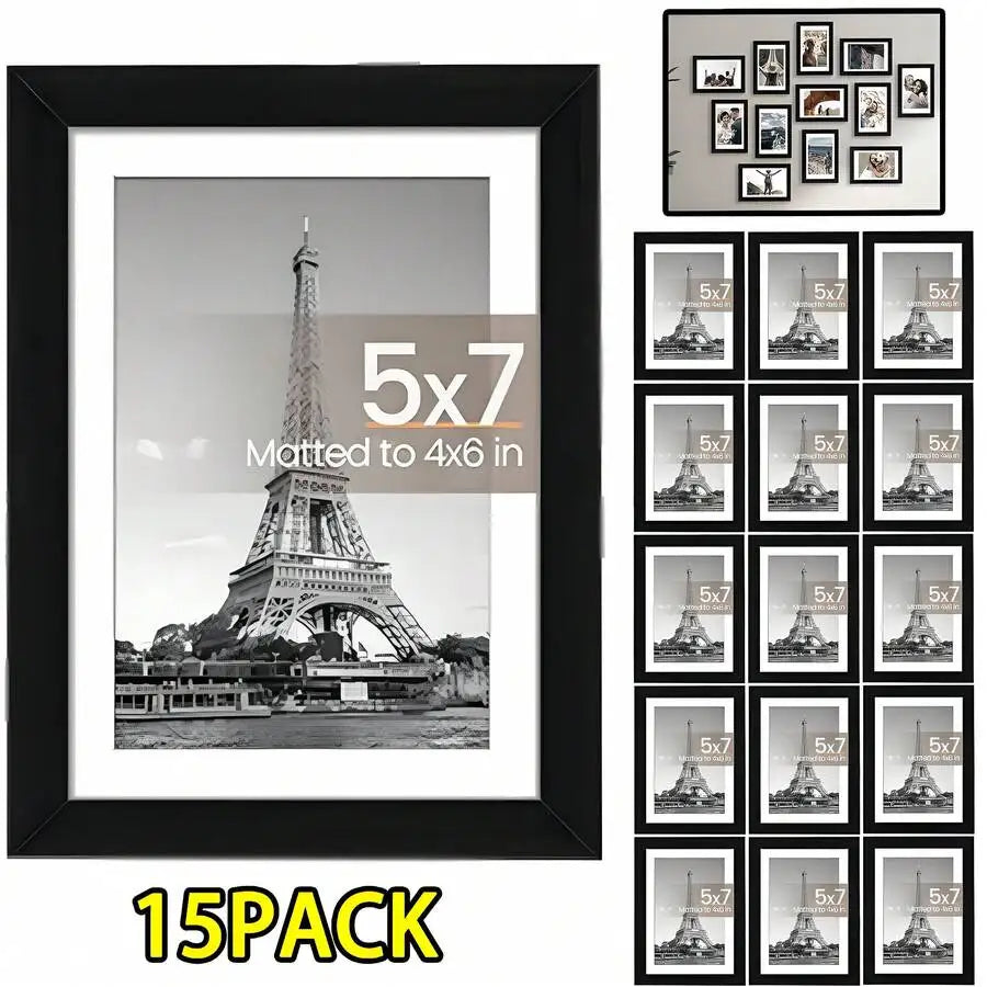 Crystal Photo Frame Set, White Multi-Photo Display Frames with Wall or Tabletop Hanging, 5, 7 or 8-Inch Sizes - product view 1
