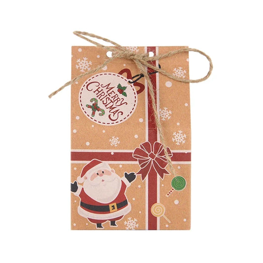 Christmas Candy Gift Boxes, 5-Piece Kraft Paper Cookie and Snack Bags, 10.7 × 7 × 5 cm, B01 or B02 Party Designs - product view 1