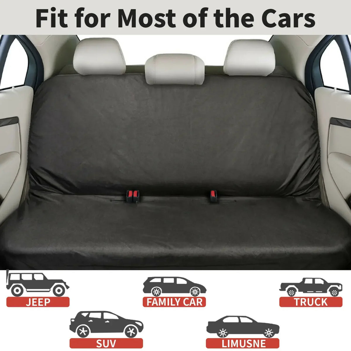 Universal Pet Car Seat Cover, Black Oxford Cloth Rear Bench Protector for Cars, Vans and SUVs - product view 2