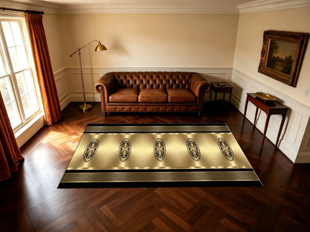 Classic Striped Runner Rug, 100% Polyester, Rubber Backing, Machine Made, Ornamental Floor Carpet for Hallway and Entryway - product view 1