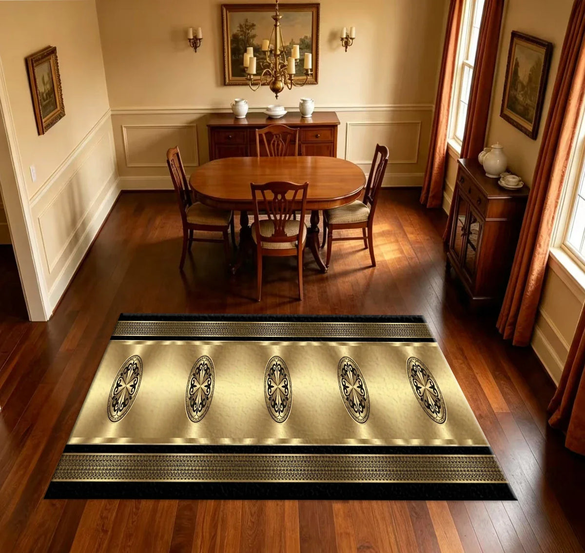 Classic Striped Runner Rug, 100% Polyester, Rubber Backing, Machine Made, Ornamental Floor Carpet for Hallway and Entryway - product view 5