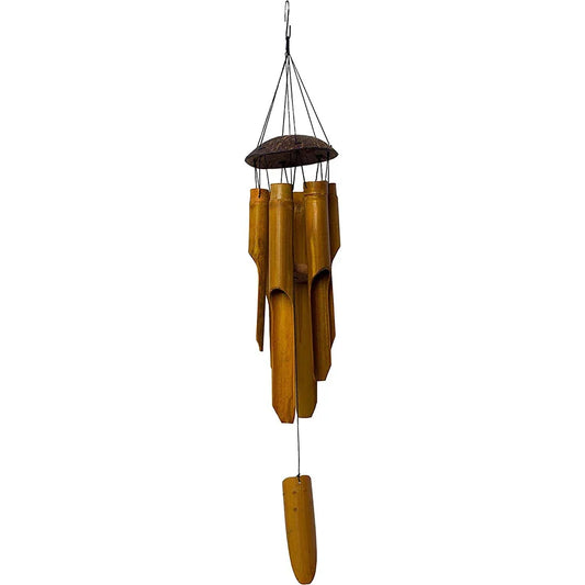 Bamboo Coconut Wind Chime, 63.5 cm Handmade Hanging Garden Decor, Lightweight 120 g Accent for Patio, Balcony, Home and Meditation - product view 1