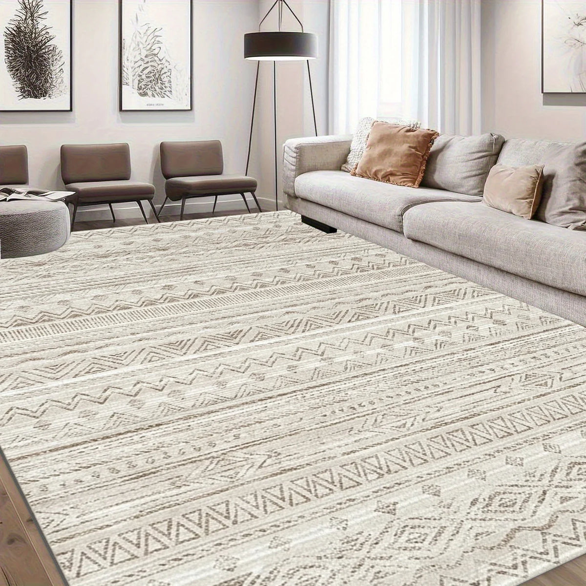 Striped Area Rug, Classic Machine-Made 100% Polyester with Rubber Backing, Washable Floor Mat for Living Room or Bedroom - product view 2