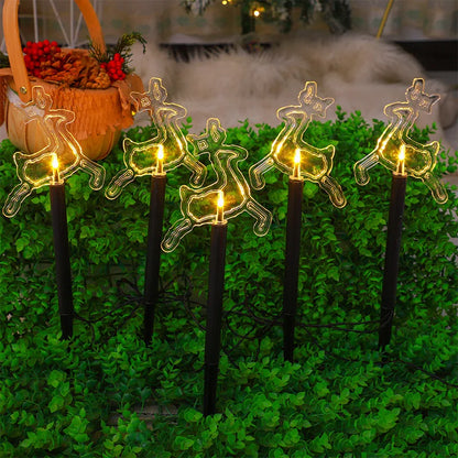 Solar Pathway Lights, 5-Light LED Star Snowflake Garden Stakes, Warm White 1.2V Set with 5m Size for Yard Décor - product view 2