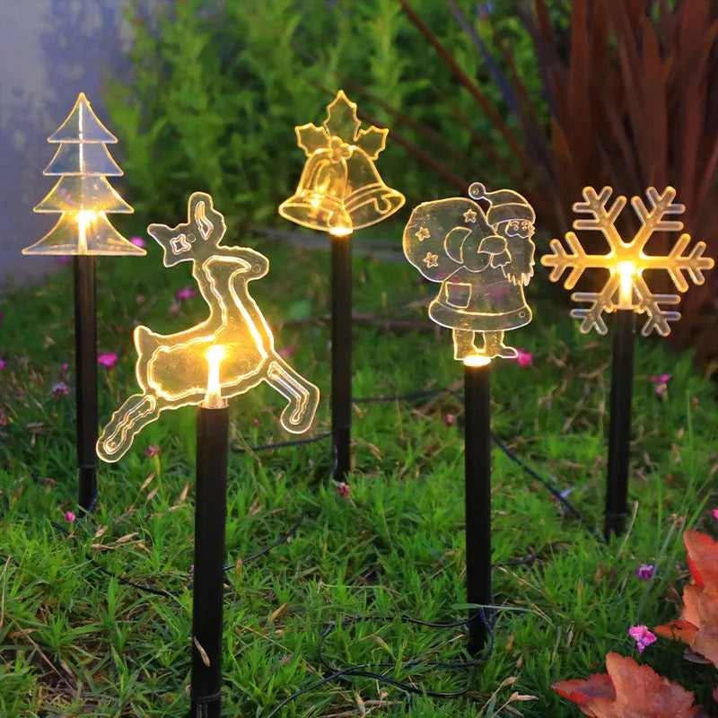 Solar Pathway Lights, 5-Light LED Star Snowflake Garden Stakes, Warm White 1.2V Set with 5m Size for Yard Décor - product view 3