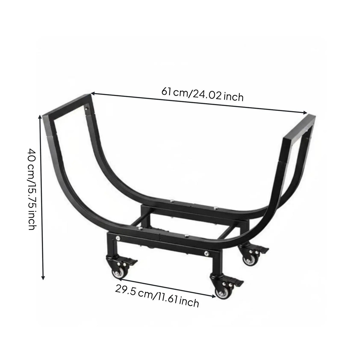 Movable Firewood Rack, Carbon Steel Log Holder with Fixed Feet or Wheels for Fireplace, Home and Patio Storage - product view 5