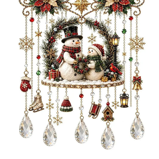 Christmas Hanging Window Ornament, 17 x 30 cm Glass Faceted Crystal Pendant with Chain for Holiday Home Décor - product view 1
