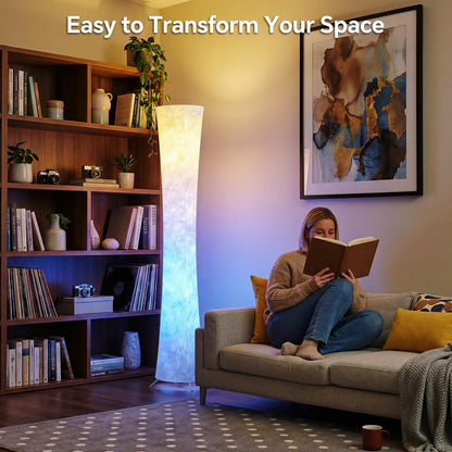 Smart RGB Floor Lamp, Modern Dimmable LED Corner Light with Remote Control, Music Sync and Fabric Shade for Bedroom - product view 3
