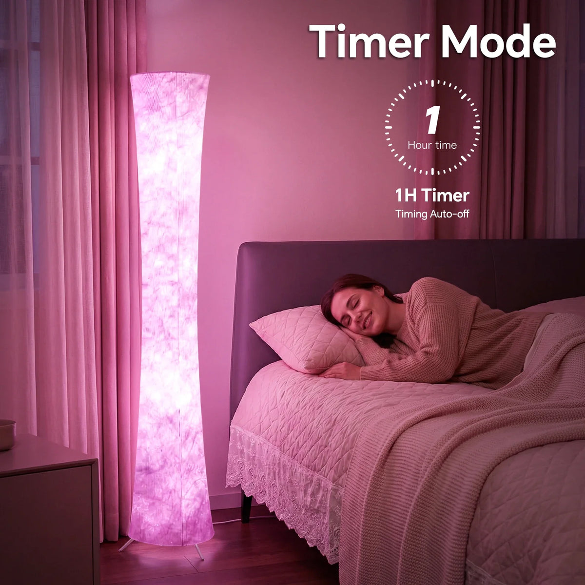 Smart RGB Floor Lamp, Modern Dimmable LED Corner Light with Remote Control, Music Sync and Fabric Shade for Bedroom - product view 5