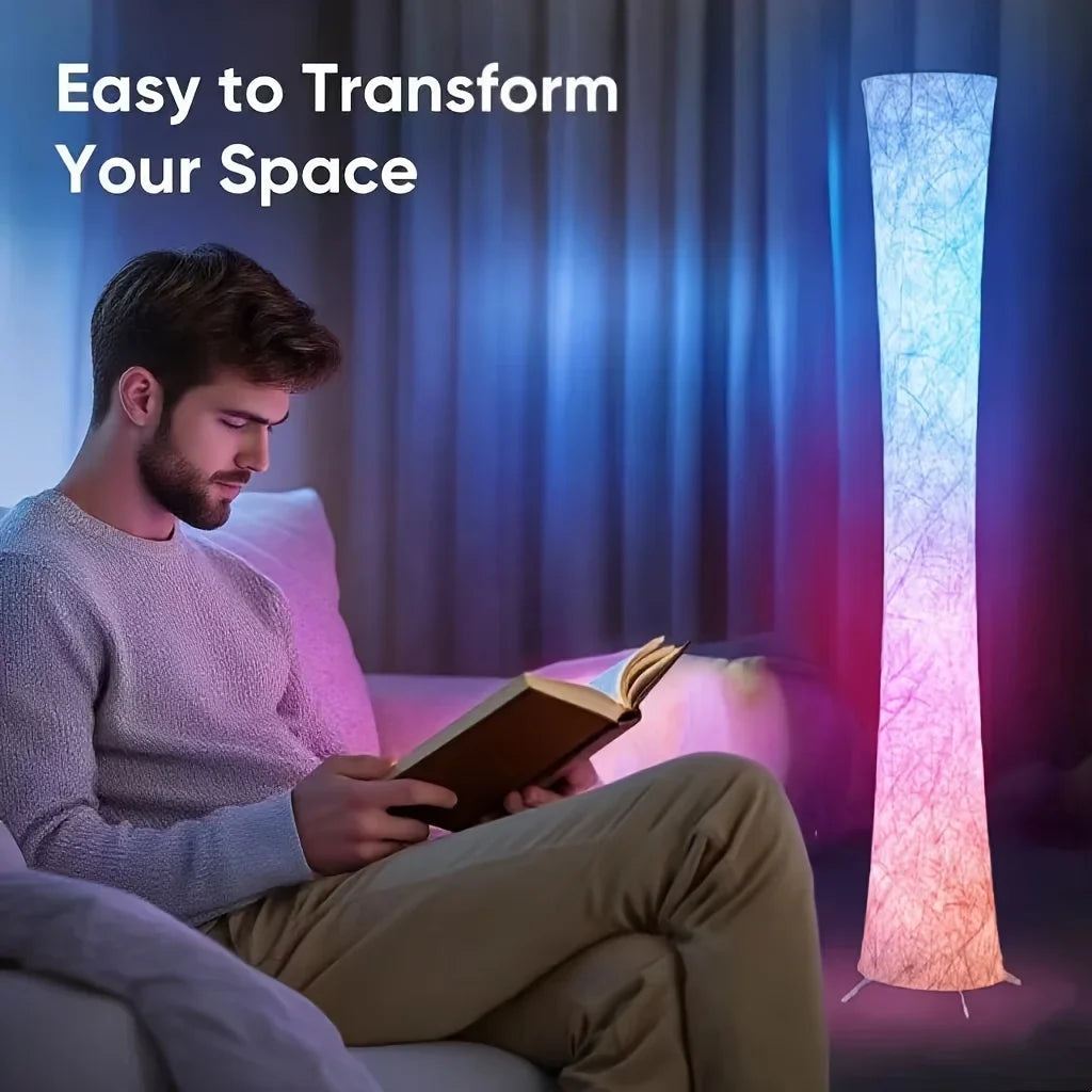 Smart RGB Floor Lamp, Modern Dimmable LED Corner Light with Remote Control, Music Sync and Fabric Shade for Bedroom - product view 6