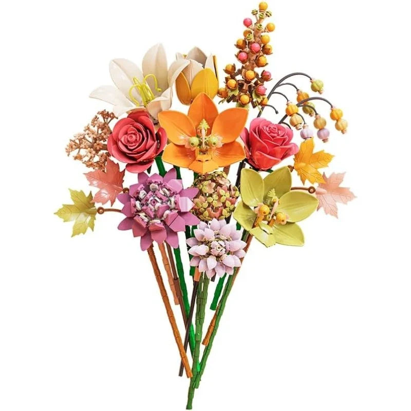 813-Piece Artificial Flower Bouquet Building Set, Plastic DIY Assembly Kit in Gift Box for Wedding Favors and Home Decor - product view 1