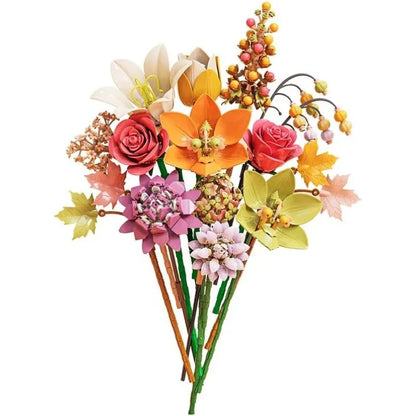 813-Piece Artificial Flower Bouquet Building Set, Plastic DIY Assembly Kit in Gift Box for Wedding Favors and Home Decor - product view 1