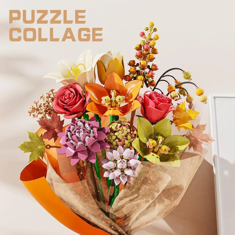 813-Piece Artificial Flower Bouquet Building Set, Plastic DIY Assembly Kit in Gift Box for Wedding Favors and Home Decor - product view 2