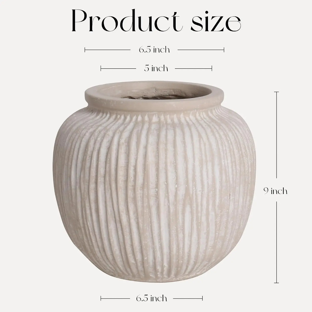 Rustic Round Floor Vase, 9-Inch Distressed Porcelain Accent for Flowers, Greenery and Farmhouse Indoor Outdoor Décor - product view 5