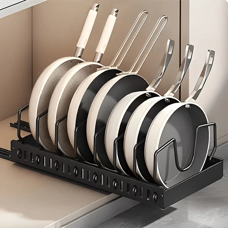 Pull-Out Cabinet Organizer, Adjustable Iron Storage Rack for Pots, Pans, Lids and Bakeware - product view 1