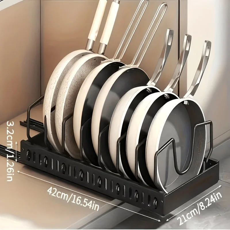 Pull-Out Cabinet Organizer, Adjustable Iron Storage Rack for Pots, Pans, Lids and Bakeware - product view 3