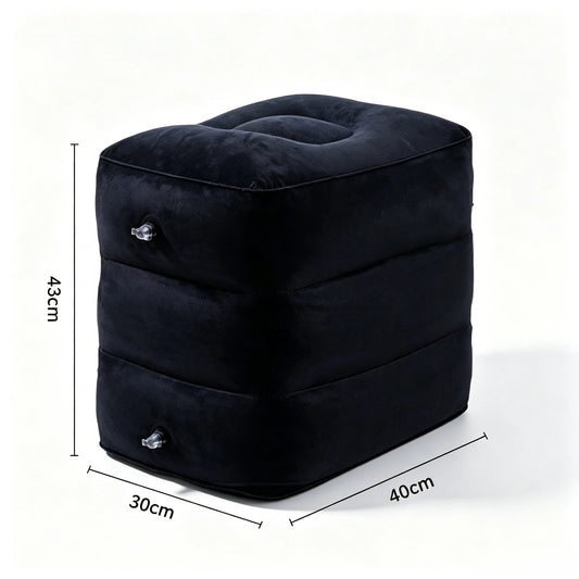Inflatable Travel Footrest, Adjustable Height Leg Rest Pillow, Rectangle Polyester Cotton Cushion for Airplane, Car and Office - product view 1