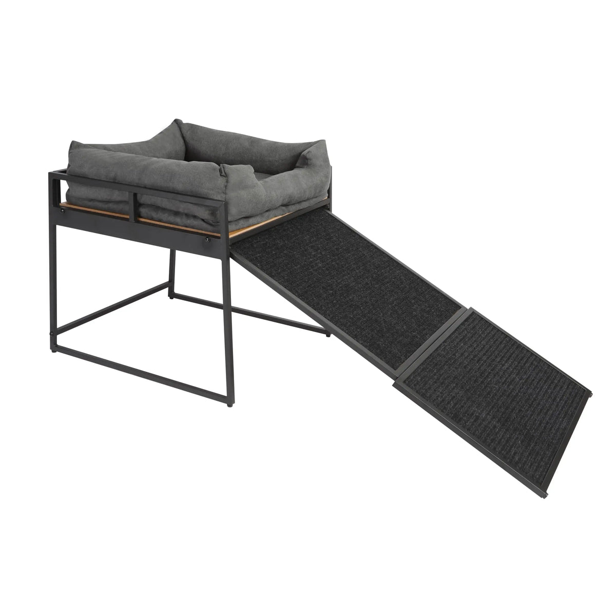 Elevated Dog Bed Ramp, 22 x 24.8 Inch Platform, Non-Slip Access, Bolster Cushion and Metal Frame for Small to Medium Dogs - product view 1