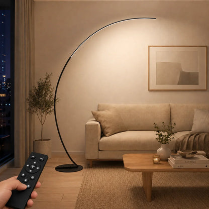 Curved LED Arc Floor Lamp, 3-Color Lighting, AC Powered, 110-240V Arched Standing Light for Living Room, Bedroom and Sofa Corners - product view 2