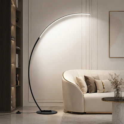 Curved LED Arc Floor Lamp, 3-Color Lighting, AC Powered, 110-240V Arched Standing Light for Living Room, Bedroom and Sofa Corners - product view 4