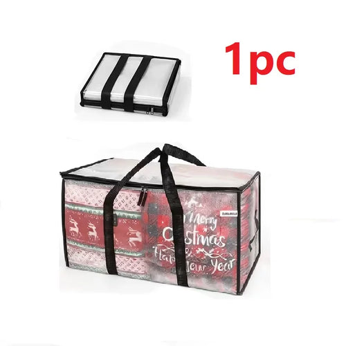 Foldable Quilt Storage Bags with Reinforced Handles, Zippered PE Moving Totes for Clothes, Bedding and Home Organization - product view 1