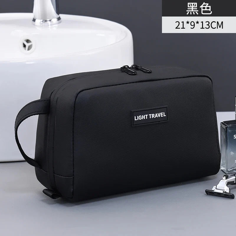Hanging Toiletry Bag, Water-Resistant Travel Makeup Organizer with Carry Handle, 21x13x9cm Box Shape, Black or Gray - product view 1